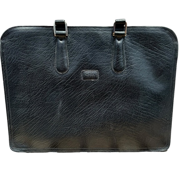Casa Lopez Black Handmade Genuine Leather Briefcase Bag  - made In Argentina - - Picture 1 of 12
